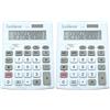 Lexibook, Calcolatrice da tavolo a 12 cifre con schermo LCD, 8 funzioni, tasti grandi, energia solare e batterie, bianco/grigio, C129 (Confezione da 2)