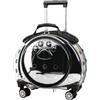 gihusrzx Trolley per animali domestici con ruote silenziose staccabili aggiornate, fori di ventilazione trasparenti, trasportino per cani e gatti con manico telescopico, perfetto per viaggiare/fare