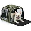 Pecute Trasportino per Gatti Borsa per Il Trasporto di Animali Domestici con Telaio in Acciaio Anti-deformazione da 8 mm, Tendina Avvolgibile per la Privacy, Finestra a Bolla, Taglia XL, Verde