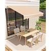 Garveelife Morsetto snodato, 350 x 250 cm, resistente ai raggi UV40+, impermeabile, con manovella e supporto da parete, lunghezza + angolo regolabile, tenda da sole per terrazza e balcone, tenda da