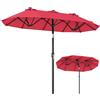 COSTWAY Ombrellone da Giardino Doppio 285 cm, con 12 Stecche, Manovella Scorrevole, Inclinazione Regolabile, Anti-UV, senza Base, per Giardino e Piscina, 285 x 147 x 220 cm (Rosso)
