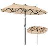 COSTWAY Ombrellone da Giardino Doppio 285 cm, con 12 Stecche, Manovella Scorrevole, Inclinazione Regolabile, Anti-UV, senza Base, per Giardino e Piscina, 285 x 147 x 220 cm (Beige)