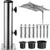 BORDEAG Tubo Universale in Acciaio Inox, Supporto Quadrato per Ombrellone da Tavolo, Tubi per Ombrellone da Giardino con Anello Riduttore in 3 Pezzi (49/39/32 Mm), per Ombrellone da Patio per Balcone