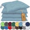 NatureMark Set 4 Cuscini per Sedie con Cordini 40x40 cm - Set di Cuscini Imbottiti per Cucina, Giardino e Interni - Colore Azzurro