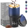 HoneyHolly Termos Caffè 600 ML, Tazza termica Riutilizzabili Prova di Perdite, Bicchiere Termico, Acciaio Inox 304, Travel Mug per Caffè Caldo e Freddo, Latte e Tè