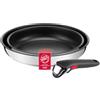 Lagostina Ingenio Inox, Set di Padelle, Antiaderente, 3 Pezzi