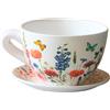 Dekohelden24 Vaso per fiori, vaso per piante, fioriera, vaso per fiori, con manico in ceramica, prato, lunghezza x larghezza x altezza 25 x 23 x 14 cm