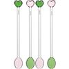 THUN Set 2 cucchiaini con cuori in vetro borosilicato - Borosilicato - 17 cm (Confezione da 2)