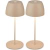 Briloner - Mini Lampada da Tavolo Senza Fili, IP44, Touch, LED Ricaricabile per Comodino e Scrivania, da Lettura, 8x20 cm (DxH), Beige (Confezione da 2)