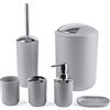 Papillon Set di 6 accessori da bagno in plastica, set regalo con portaspazzolino, bicchiere per spazzolino, dispenser per sapone, portasapone, porta scopino per WC, bidone della spazzatura, bicchiere