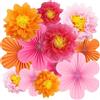 exatta 12 ventagli di carta e fiori di carta, pompon decorativi, ventagli di carta, decorazioni per feste, fiori di carta rosa, per festival, carnevale, compleanni, feste in giardino, decorazione da tavolo