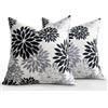 LRartdeco Nero, Bianco e Grigio Federe Cuscino 45 x 45 CM Set da 2 Moderna Dalia Floreale Fodera Cuscini Decorazioni Copricuscino Home Decor per Soggiorno Camera da Letto Divano Sedie Letto