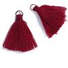 Duories 100 mini ciondoli a nappa, 3 cm, in cotone, con frange, nappa per orecchini, borse, segnalibri, accessori fai da te, colore rosso vinaccia