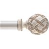 Ycolnaefllr 2,54 cm di diametro bastone per tende per finestre pesanti Drapery Rods lunghezza regolabile da 213 a 304 cm, singolo, con fiocco in resina, Bianco invecchiato