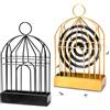 Engelblick DE 2 Pezzi Porta Spirale Antizanzare in Metallo, Supporto Retrò a Forma di Gabbia per Incenso, Decorazione Elegante per Giardino e Casa (Nero & Oro)