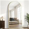 Weare Home Specchio da Terra ad Arco, 198 x 101 cm, Grande Specchio con cornice in alluminio, Appenso o appoggiato alla parete, per Soggiorno e Camera da Letto, Colore Oro