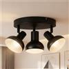 HiBay Plafoniera Led Soffitto 3 Luci Nero Orientabili E14 Faretti Led Soffitto Vintage Industriale per Soggiorno Camera da Letto Cucina(Senza Lampadina)