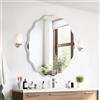 GIOVARA Specchio da parete decorativo, diametro 50 cm, onde irregolari, moderno, industriale, per bagno, lavabo, soggiorno, camera da letto (bianco)