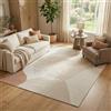 TAPISO Wisp Tappeto da Salotto Moderno - Motivo Astratto e Forma Originale Crema e Beige, Pelo Corto Morbido e Resistente, Facile da Pulire, Resistente alle Macchie 120 x 160 cm