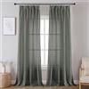 Joydeco Tende Effetto Lino per Interni con Fettuccia 2 Pezzi L 140 X A 260 CM Tende Semitrasparenti per Camera da Letto e Soggiorno Finestra Moderne, Grigio