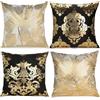 LAPONO Copricuscini Divano 4Pezzi Cerniera Invisibile Federe Cuscini divano Moderni Resistente in Velluto Cuscino per Cuscino di tiro per Divano Letto Camera da Soggiorno 45x45 （nero e bianco/oro）