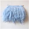 Blausky Nastro con piume di struzzo, 3 m, con piume di struzzo, strisce di tessuto, frange con nastro di raso, per fai da te, cucito, artigianato, abbigliamento da matrimonio, blu cielo