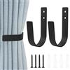 BOJIUKEJI 2 Pz Fermatenda in Metallo Nero, Ferma Tende Ganci per Tende, Fermatenda da Muro, Fermatende Supporti a Forma di U per Camera da Letto Uffici Cucine