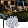 Suyoo Stringa di luci solari da 22 m, 200 LED, impermeabili, con telecomando, 8 modalità di illuminazione, per giardino, patio, feste, matrimoni (bianco)