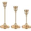BOJIUKEJI 3 Pz Porta Candele da Tavolo Moderno, Portacandele Dorati, Portacandele da Tavolo Coniche Oro, Candelabro Vintage in Metallo Decorazioni per Casa Centrotavola per Feste di Matrimonio(Stile a Campana)