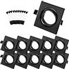 Bojim Porta Faretti LED da Incasso GU10 per Cartongesso Quadrati Nero, Cornice Ghiera Faretto Incasso Diametro Foro 68mm - 85mm Portafaretti Portalampada GU 10 Farettoincasso 10 Pezzi