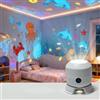 JIABAOZ Proiettore Di Luce LED Rotante Dinamico Per Bambini, 360° Rotating Ocean Night Light, Lampada Di Proiezione Dimmerabile Illuminazione,for Bedroom, Living Room (Oceano,Ricaricabile)