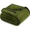 Exclusivo Mezcla Coperta in Peluche Sherpa, per Divano o Letto, Tutte le Stagioni, Morbida e Calda, Soffice e Leggerissima, 150x200 CM, Verde Oliva