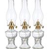 Wylolik Lanterna ad olio in vetro vintage Lampada di soccorso Lampada a olio portatile in vetro lampade ad olio paravento per l'illuminazione interna Utilizzo campeggio in pieno (3 pezzi, 32cm)