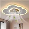 AOEH LED Ventilatore Da Soffitto Con Illuminazione Nuvola Lampada Da Soffitto Legno Dimmerabile Ventilatore Da Soffitto Con Telecomando 52w 6 Vento Ventilatore Soffitto Per Soggiorno Camera Da Letto,60cm