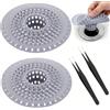 BaBahuanhuan 2 Pezzi Retino Scarico Silicone per Doccia con Ventosa, Cattura Capelli Vasca e Lavello, Filtro Flessibile per Tubo di Scarico Bagno e Cucina Grigio