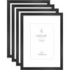 Veelot® 4x Cornici in Legno di Ayous nero per Foto A5 (14,8x21 cm),Passepartout 10x15 cm,Cornici in per Documenti,Diplomi o Stampe 15x21 cm - Da Parete o da Tavolo