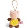 NICI 44869 - Ciondolo a forma di maiale con scritta Ich bringe dir Glück, 8 cm, colore: rosa/marrone