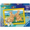 Ravensburger - CreArt Kids 13 x 18 cm - Numero d'Arte - Conigli Carini - Kit di Pittura con Numeri - da 7 Anni - 12023216