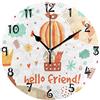 LDIYEU Ciao Amico Cartone Animato Fox Orologio da Parete Silenzioso Decorazione Non Ticchettio Legna Orologio per Ragazzi Ragazze Capretto Cucina Camera da Letto Home Office Scuola Decor