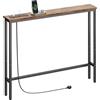 ELYKEN Tavolino consolle stretto da 15 cm, con prese di corrente, lunghezza totale 1 m dietro il divano con stazione di ricarica, 15 cm di profondità x 100 cm di larghezza x 73,5 cm di altezza