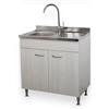 Yellowshop - Mobile cucina sottolavello a 2 ante cm 80 effetto legno frassino moire componibile con lavello inox e scolapiatti Basic (Sottolavello con lavello piano Dx)