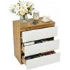 Liink1Ga Cassettiera Camera da Letto in Legno Bianco e Rovere Larghezza 70 cm Cassettiere Bianche 3 Cassetti, Comodino Cassettiera e Credenza Bianco per Ufficio Soggiorno Corridoio Mobili(70x40x75CM)