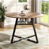 BIYFSDS Tavolo da pranzo rotondo da 120 cm per 4-6 persone con piano in legno, tavolo da cucina rotondo impermeabile con spazio e telaio in metallo per cucina, soggiorno, sala da pranzo (legno, 120 x