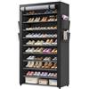 Klyvvo Scarpiera Alta a 11 Ripiani, Scarpiera Salvaspazio Slim con Copertura Antipolvere a Design Visibile, Capacità 30-50 Paia, per Ingresso e Soggiorno, Nero
