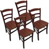 MA MAISON Set Sedie in Legno Naturale Seduta Ampia e Compatta, Schienale Alto 45x40x87h cm - Struttura Robusta, Ristorazione, Soggiorno, Classica, Rustica, Cucina - da Tavola (Noce | Set da 4 PZ)