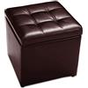 GYMAX Sgabello Contenitore in PU, Pouf Ottomano Sgabello con Vano Portaoggetti, 40 x 40 x 40 cm, Carico massimo 300 kg (marrone)
