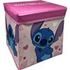 CARTOON Pouf contenitore pieghevole Stitch Disney 30 cm per cameretta seduta portaoggetti salvaspazio in tessuto rigido ideale per giochi libri e vestiti