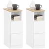SoBuy set di 2 comodini stretti con 2 cassetti 20x35x60cm camera