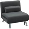 HOMCOM Poltrona Letto Singolo 3 in 1 con Schienale Reclinabile su 5 Livelli, Cuscino Imbottito e Materasso, Divano Letto Singolo Pieghevole per Soggiorno, in Acciaio, Velluto, 75x70x75cm, Grigio Scuro