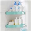 Sotfamily 2 pezzi Mensola Doccia Angolare - Non Necessita di Trapano, Rimovibile - Può Contenere Sapone, Shampoo e Detergente Per il Viso - Mensole Bagno Autoadesiva con 6 adesivi, Turchese